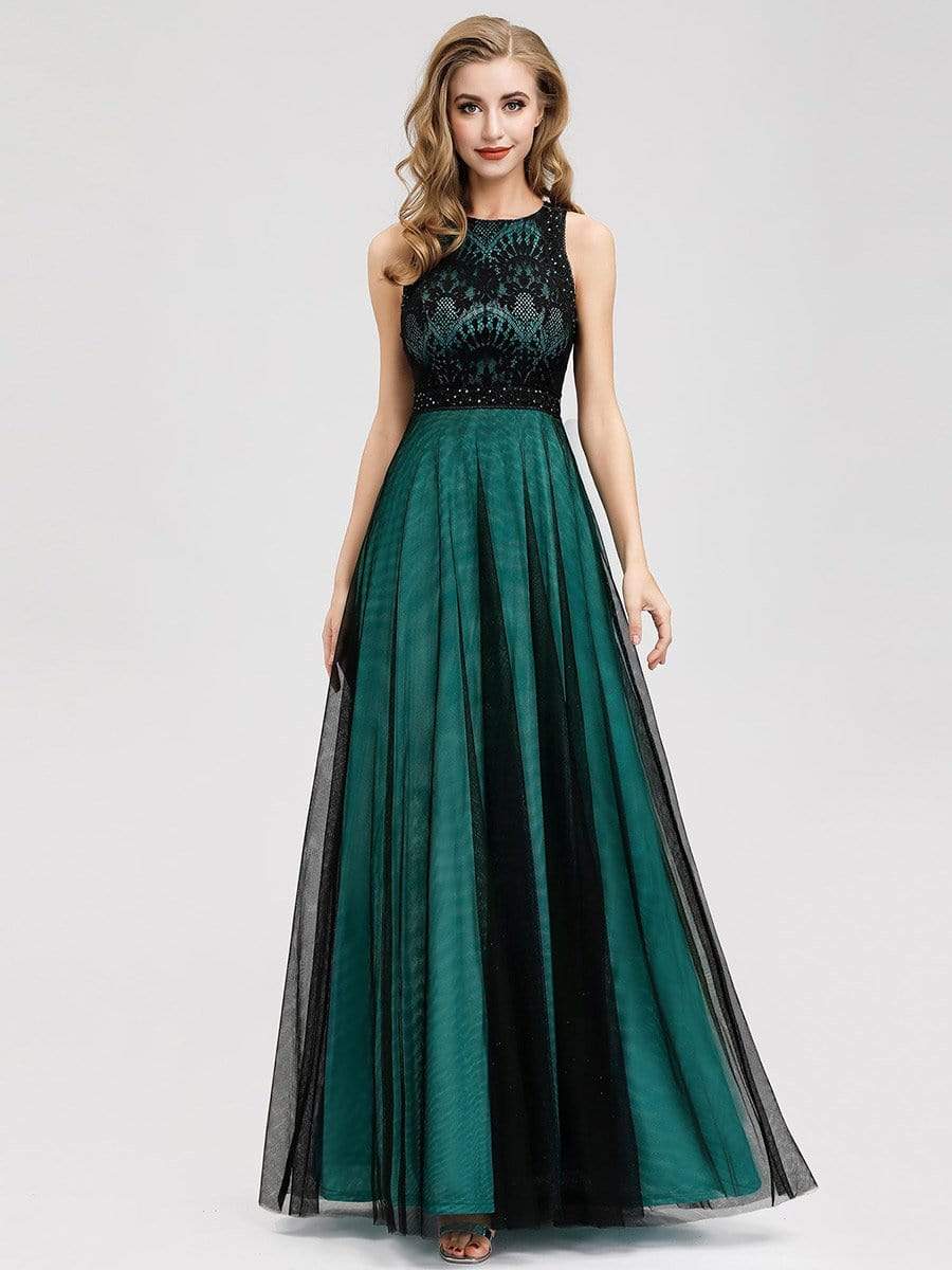 Color=Dark Green | Women'S Elegant A-Line Lace Sleeveless Bridesmaid Dress-Dark Green 1 Color=Dark Green | Women'S Elegant A-Line Lace Sleeveless Bridesmaid Dress-Dark Green 1