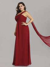 Color=Burgundy | Plus Size One Shoulder Evening Dress-Burgundy 1
