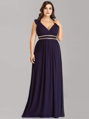 Color=Dark Purple | Plus Size Sleeveless Grecian Style Evening Dress-Dark Purple 4