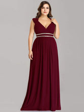 Color=Burgundy | Plus Size Sleeveless Grecian Style Evening Dress-Burgundy 1