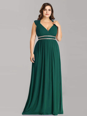 Color=Dark Green | Plus Size Sleeveless Grecian Style Evening Dress-Dark Green 4