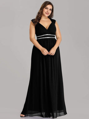 Color=Black | Plus Size Sleeveless Grecian Style Evening Dress-Black 1