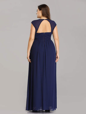 Color=Navy Blue | Plus Size Sleeveless Grecian Style Evening Dress-Navy Blue 2