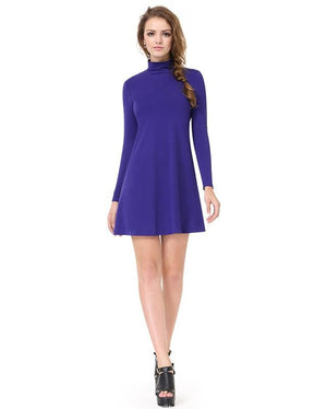 Color=Sapphire Blue | Simple Fashion Long Sleeve Comfy T-Shirt.-Sapphire Blue 2