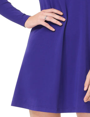 Color=Sapphire Blue | Simple Fashion Long Sleeve Comfy T-Shirt.-Sapphire Blue 5