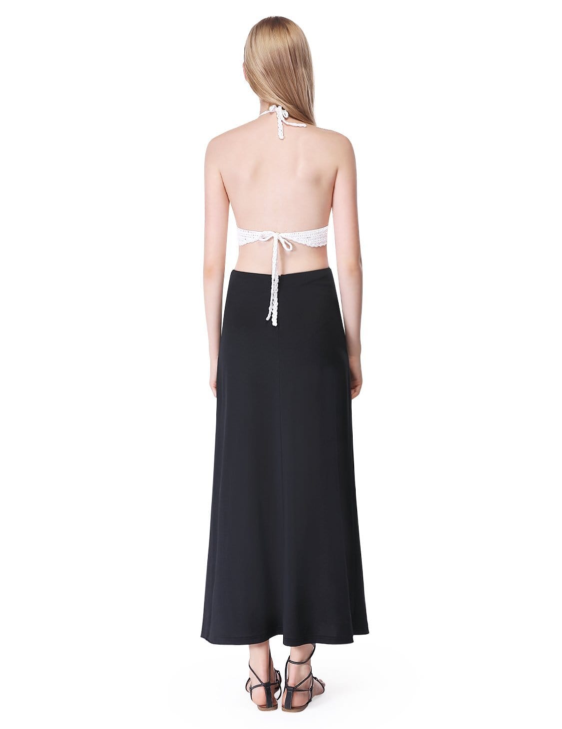 Color=Black | Women'S Simple Decent Solid Casual Slit Skirt-Black 3