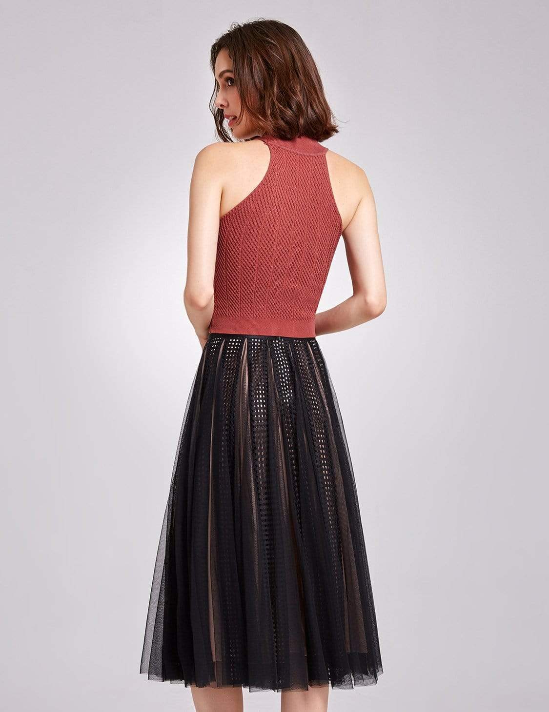Color=Black | Alisa Pan High Waisted Midi Skirt-Black 2