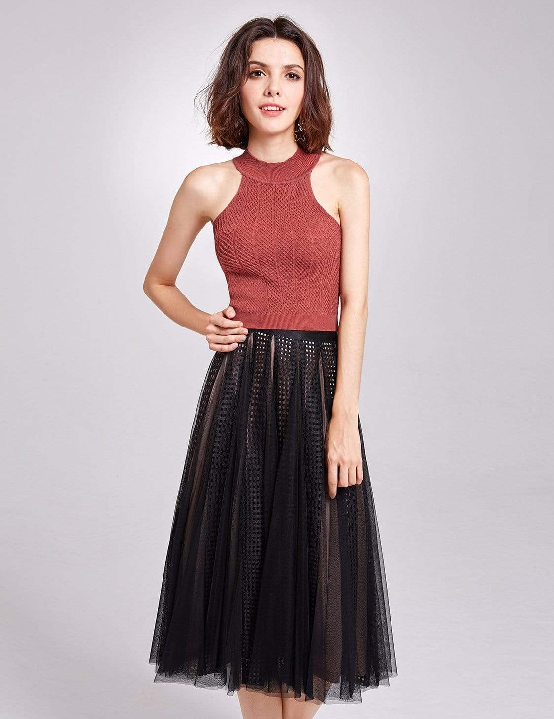 Color=Black | Alisa Pan High Waisted Midi Skirt-Black 3