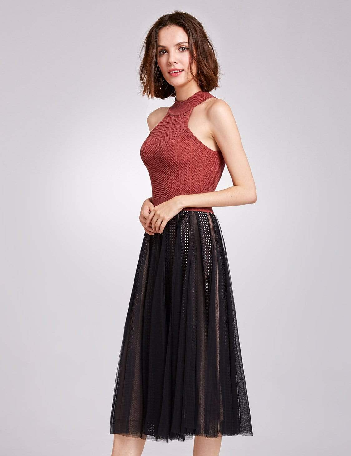 Color=Black | Alisa Pan High Waisted Midi Skirt-Black 4