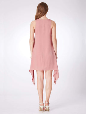 Color=Pink | Alisa Pan Sleeveless Short Casual Dress-Pink 2