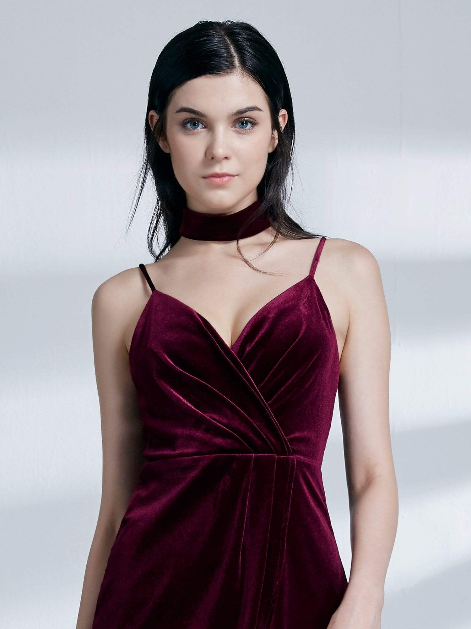 Color=Burgundy | Alisa Pan Red Velvet Cocktail Dress-Burgundy 6