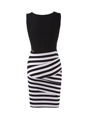 Color=Black and White | Alisa Pan Black And White Striped Skinny Short Dress-Black And White 2