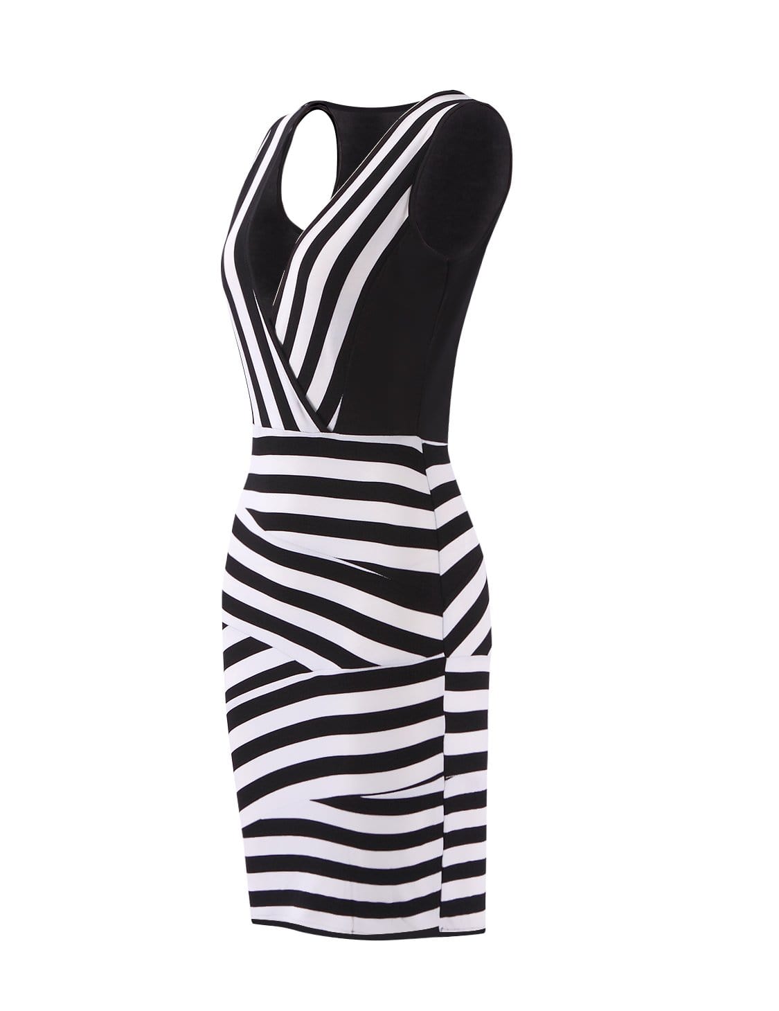 Color=Black and White | Alisa Pan Black And White Striped Skinny Short Dress-Black And White 3