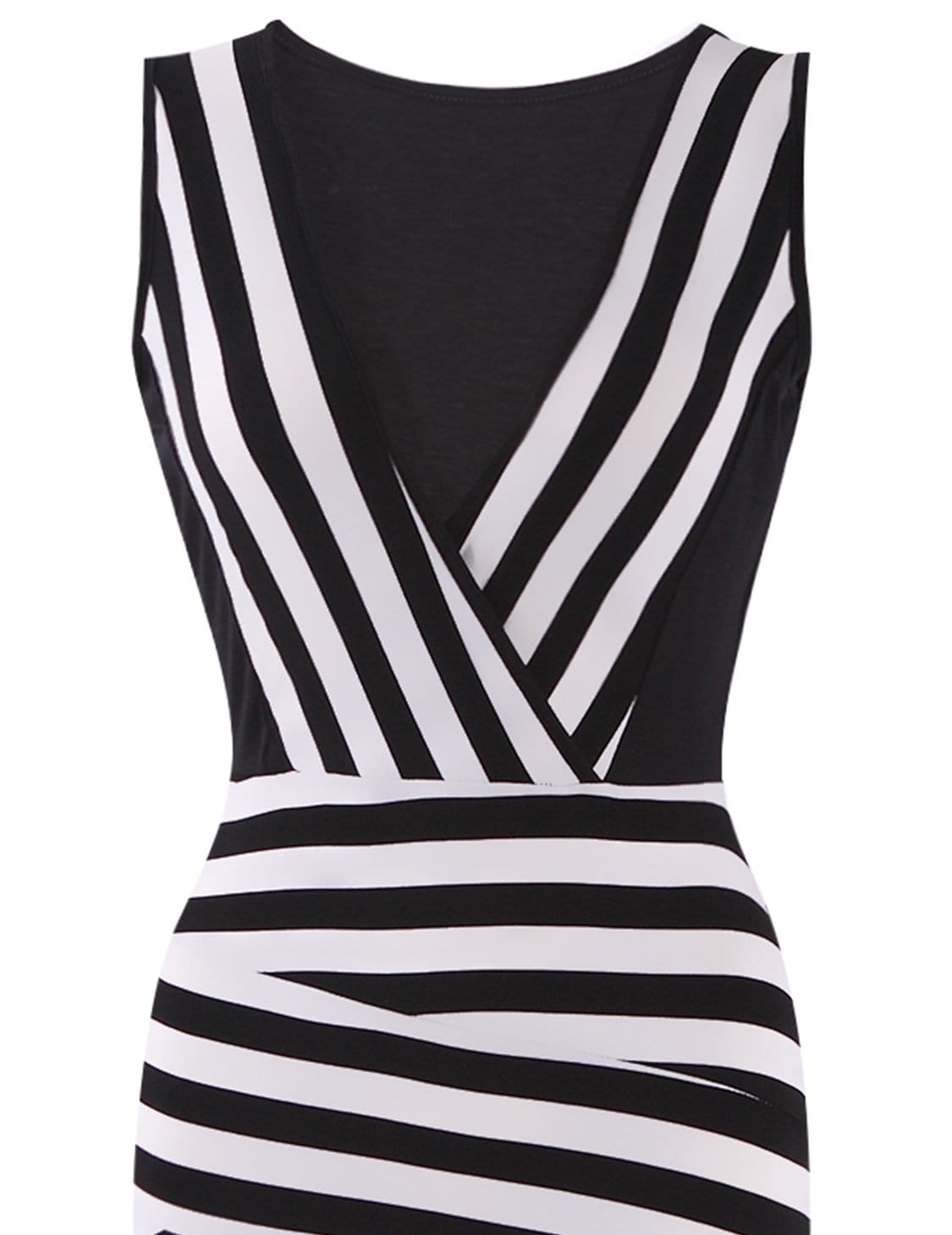 Color=Black and White | Alisa Pan Black And White Striped Skinny Short Dress-Black And White 4