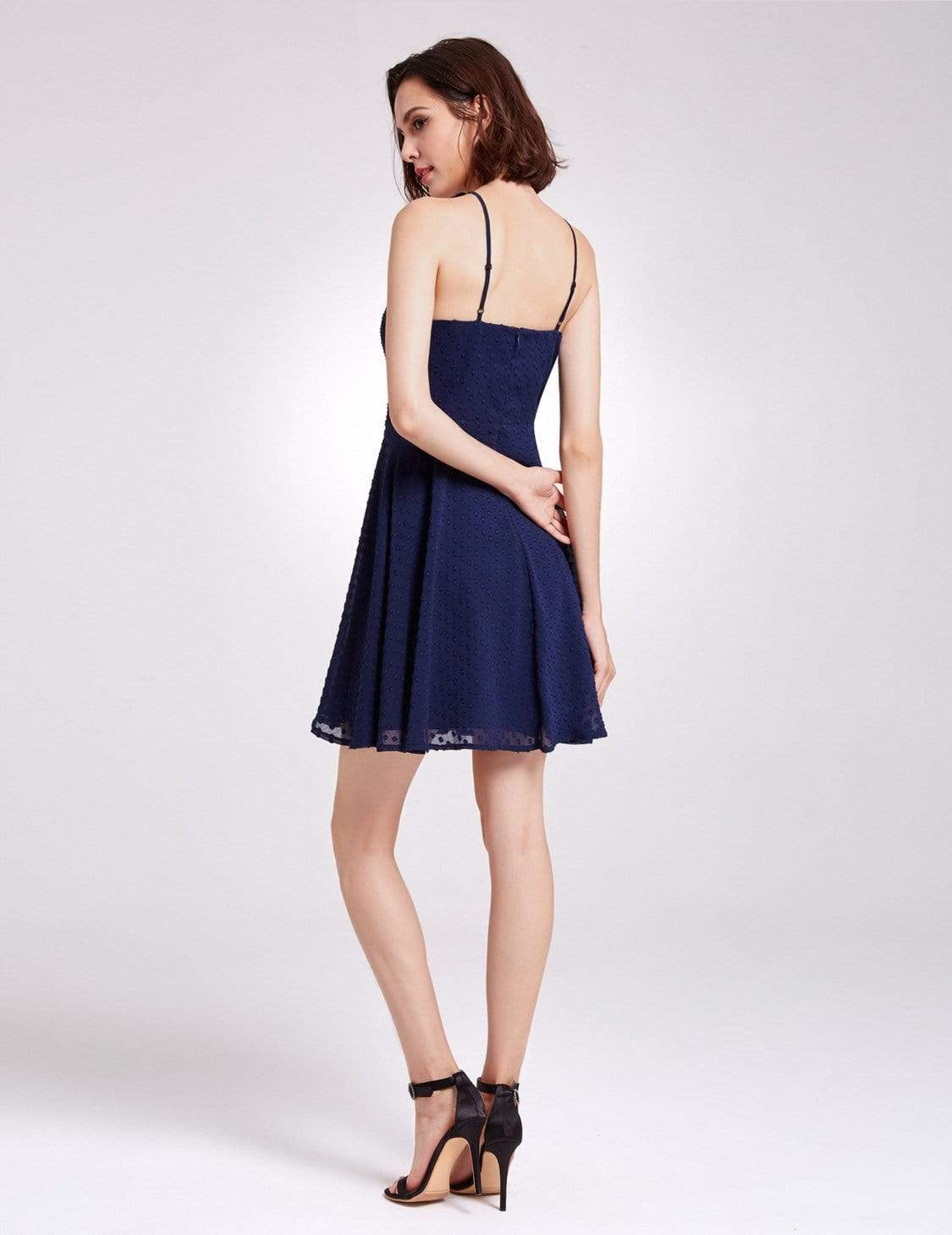 Color=Navy Blue | Alisa Pan Short Sleeveless Halter Dress-Navy Blue 4