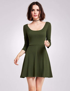 Color=Green | Alisa Pan Long Sleeve Casual Knit Dress-Green 2