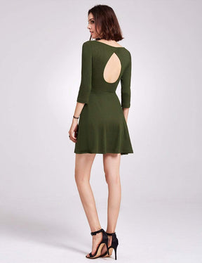 Color=Green | Alisa Pan Long Sleeve Casual Knit Dress-Green 3