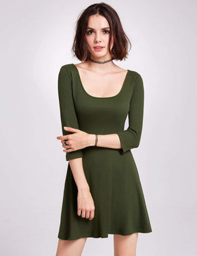 Color=Green | Alisa Pan Long Sleeve Casual Knit Dress-Green 5
