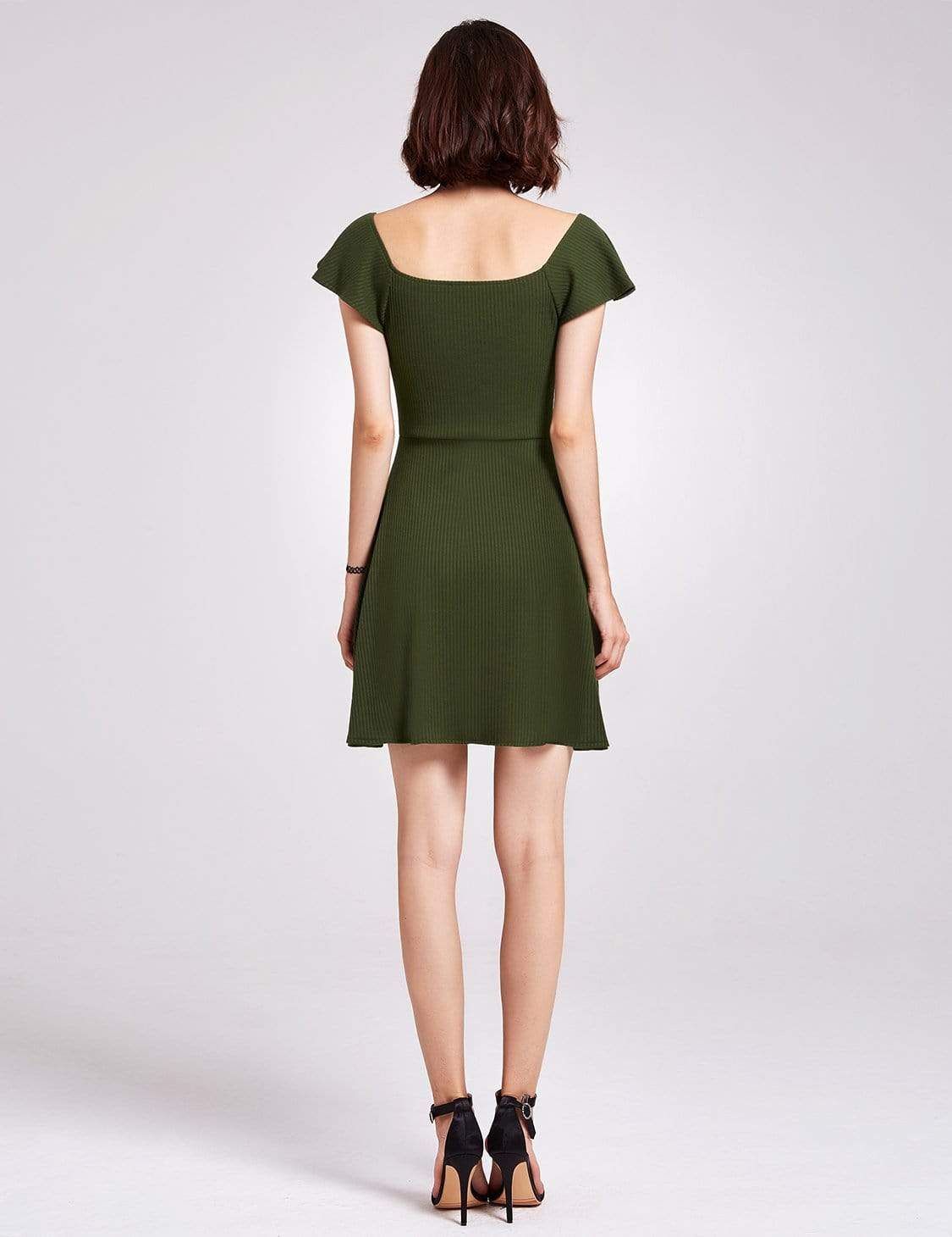 Color=Green | Alisa Pan Short Sleeve Casual Knit Dress-Green 4