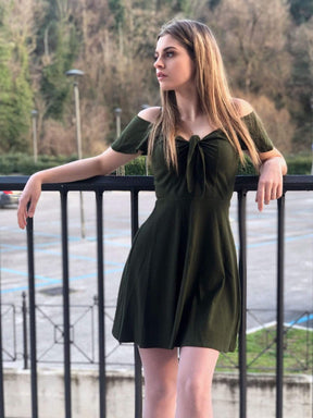 Color=Green | Alisa Pan Short Sleeve Casual Knit Dress-Green 1