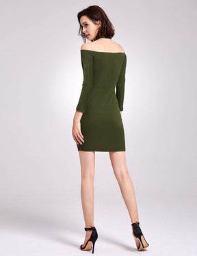 Color=Green | Alisa Pan Off Shoulder Knit Party Dress-Green 3