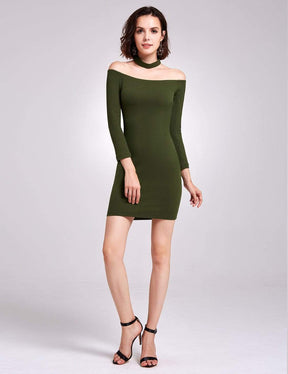 Color=Green | Alisa Pan Off Shoulder Knit Party Dress-Green 1
