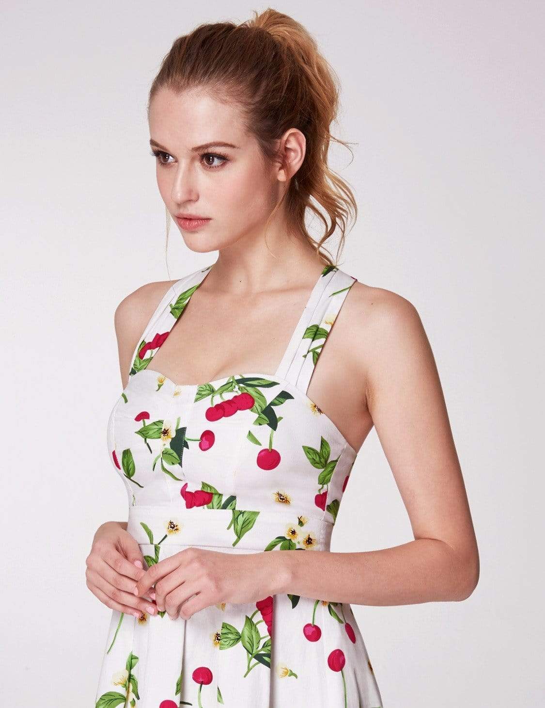 fitted lace wedding dress Alisa Pan Retro Cherry Print Fit and Flare Dress