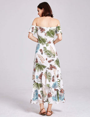 Color=Cream | Alisa Pan Tropical Print Off Shoulder Maxi Dress-Cream 6