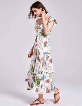 Color=Cream | Alisa Pan Tropical Print Off Shoulder Maxi Dress-Cream 7
