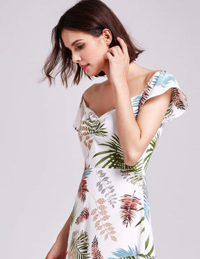 Color=Cream | Alisa Pan Tropical Print Off Shoulder Maxi Dress-Cream 9
