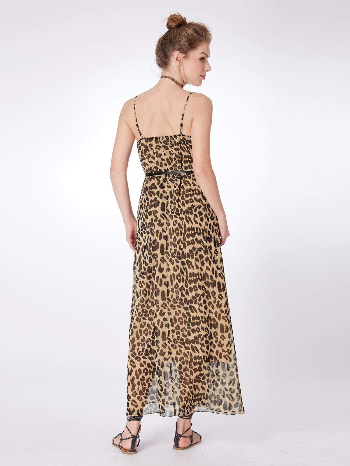 Color=Brown | Alisa Pan Leopard Print Summer Maxi Dress-Brown 2