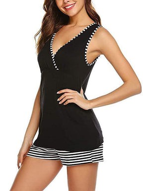 Color=Black | Women Maternity Pajamas Suit Summer Nursing Clothes Breastfeeding Sleepwear Sets-Black 3