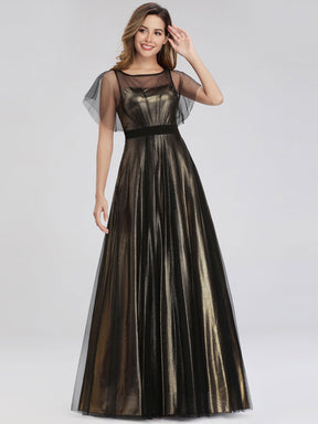 Color=Gold | Women'S Fashion Round Neckline Floor Length Evening Dress-Gold 4
