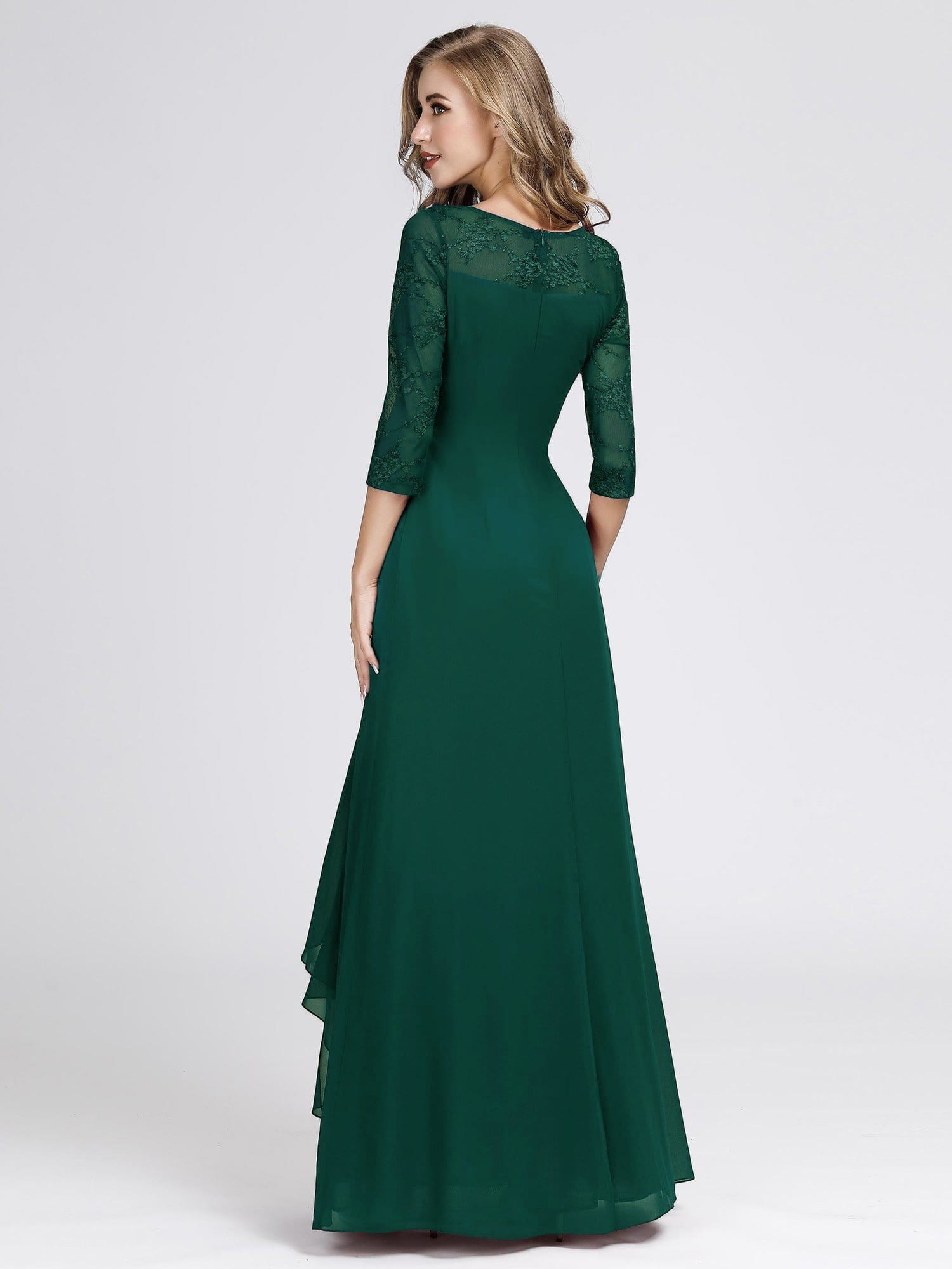 Color=Dark Green | Women'S 3/4 Sleeve Front Wrap Dress Floor-Length Bridesmaid Dress-Dark Green 6