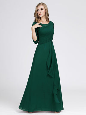 Color=Dark Green | Women'S 3/4 Sleeve Front Wrap Dress Floor-Length Bridesmaid Dress-Dark Green 8