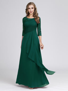 Color=Dark Green | Women'S 3/4 Sleeve Front Wrap Dress Floor-Length Bridesmaid Dress-Dark Green 5