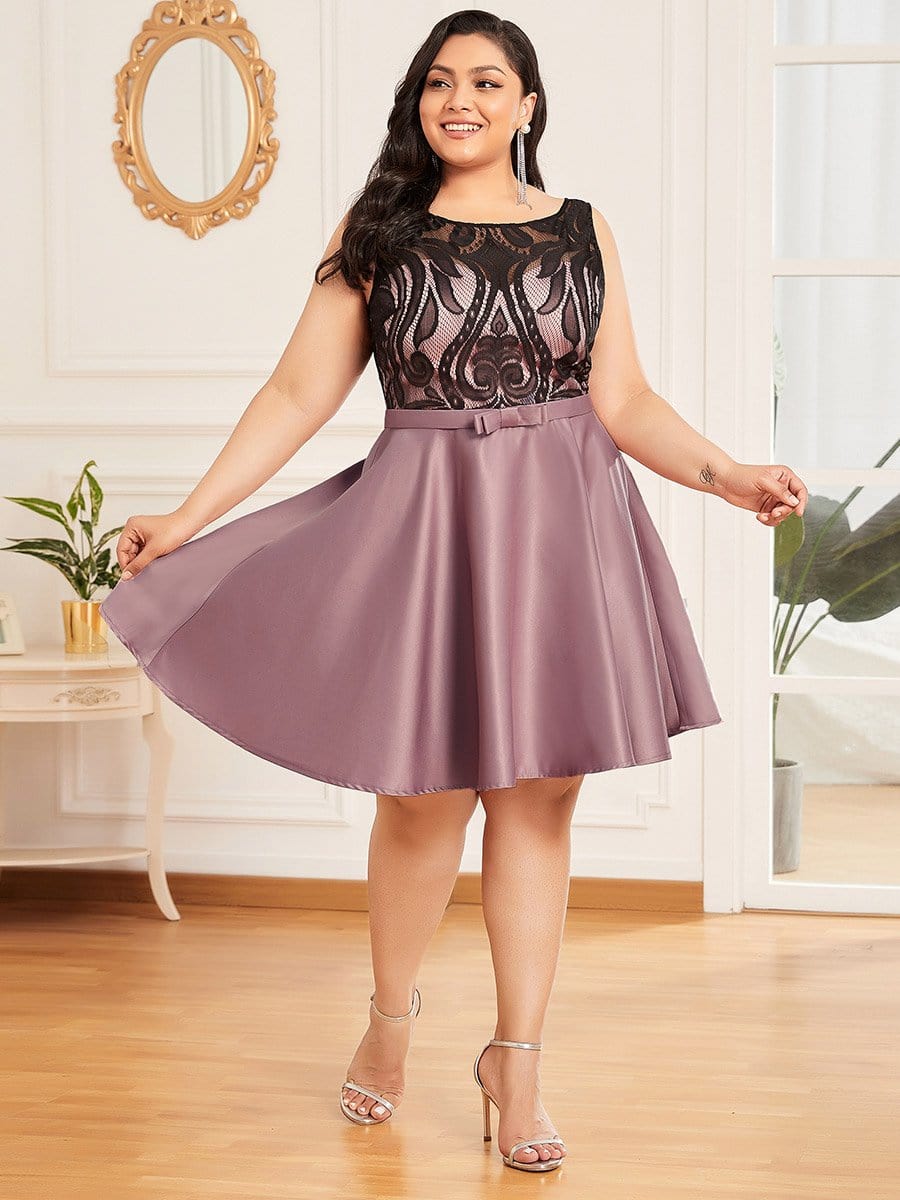 Color=Mauve | Plus Size Sexy Sweetheart See-Through V Back Short Cocktail Dress-Mauve 5