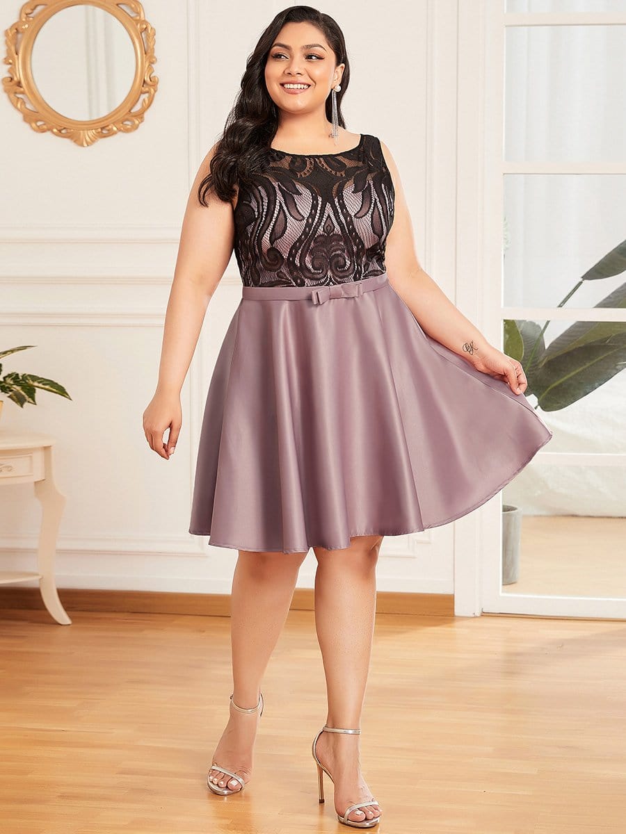 Color=Mauve | Plus Size Sexy Sweetheart See-Through V Back Short Cocktail Dress-Mauve 3