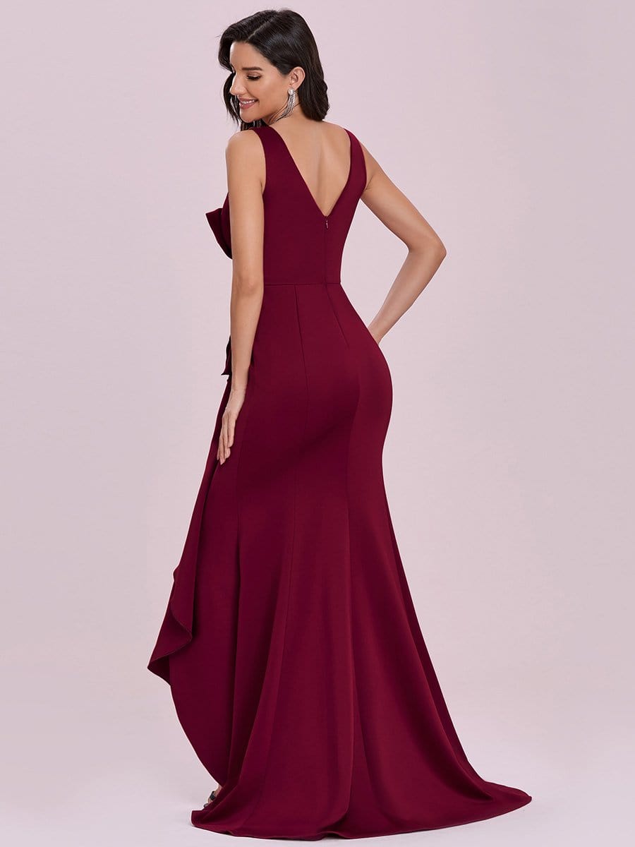 Color=Burgundy | Shinning Bodycon Off-Shoulder Above Knee Evening Dress-Burgundy 4