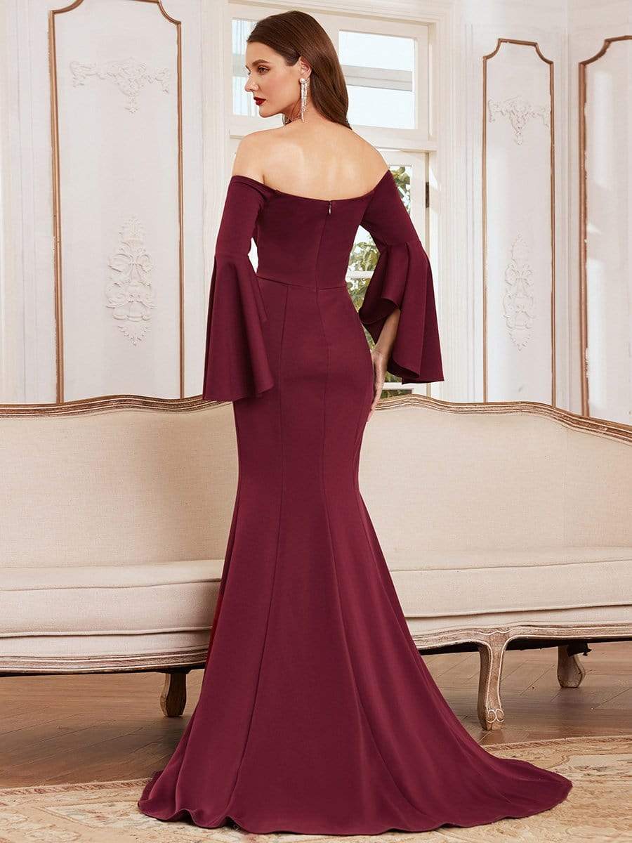 Mermaid Evening Dress Off-Shoulder Gown with Long Sleeves - Ever Pretty AU Mermaid Evening Dress Off-Shoulder Gown with Long Sleeves - Ever Pretty AU