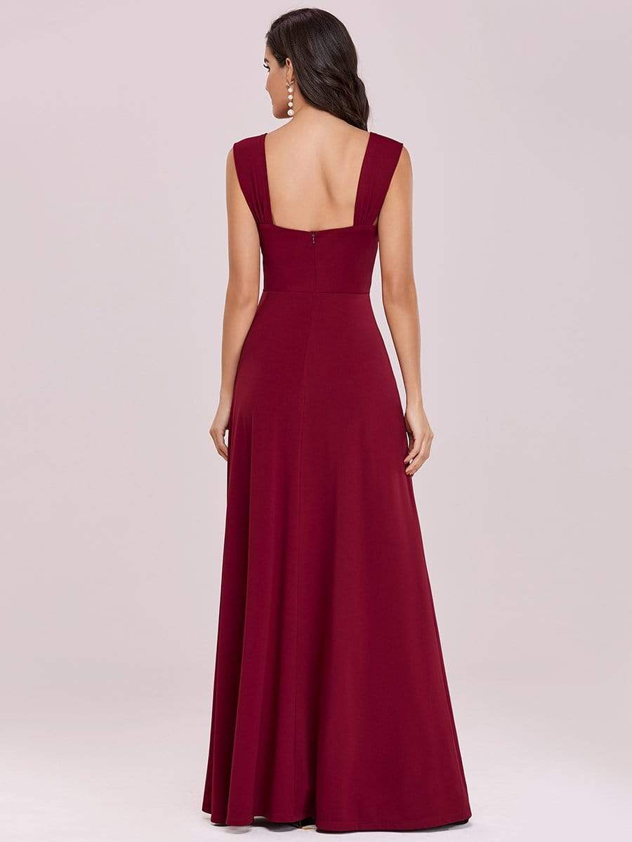 Color=Burgundy | Sweetheart A Line Floor Length Bridesmaid Dress-Burgundy 7
