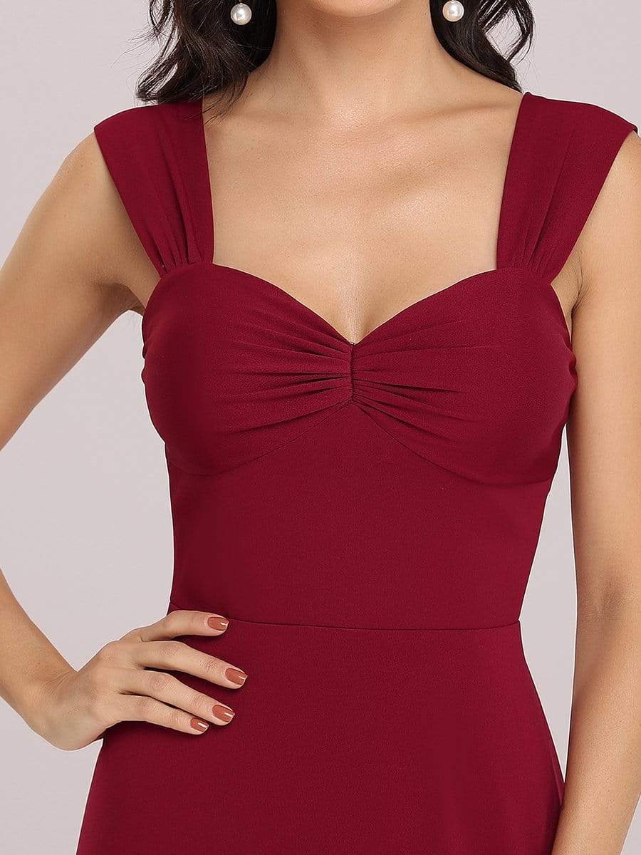 Color=Burgundy | Sweetheart A Line Floor Length Bridesmaid Dress-Burgundy 8