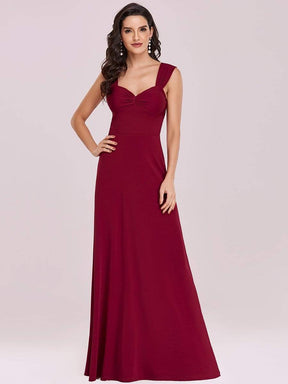 Color=Burgundy | Sweetheart A Line Floor Length Bridesmaid Dress-Burgundy 5