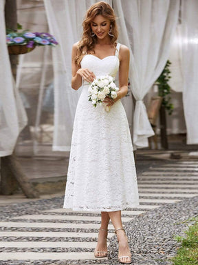Color=Cream | Sleeveless Embroider Floral Sweetheart Neckline Wedding Dress-Cream 1