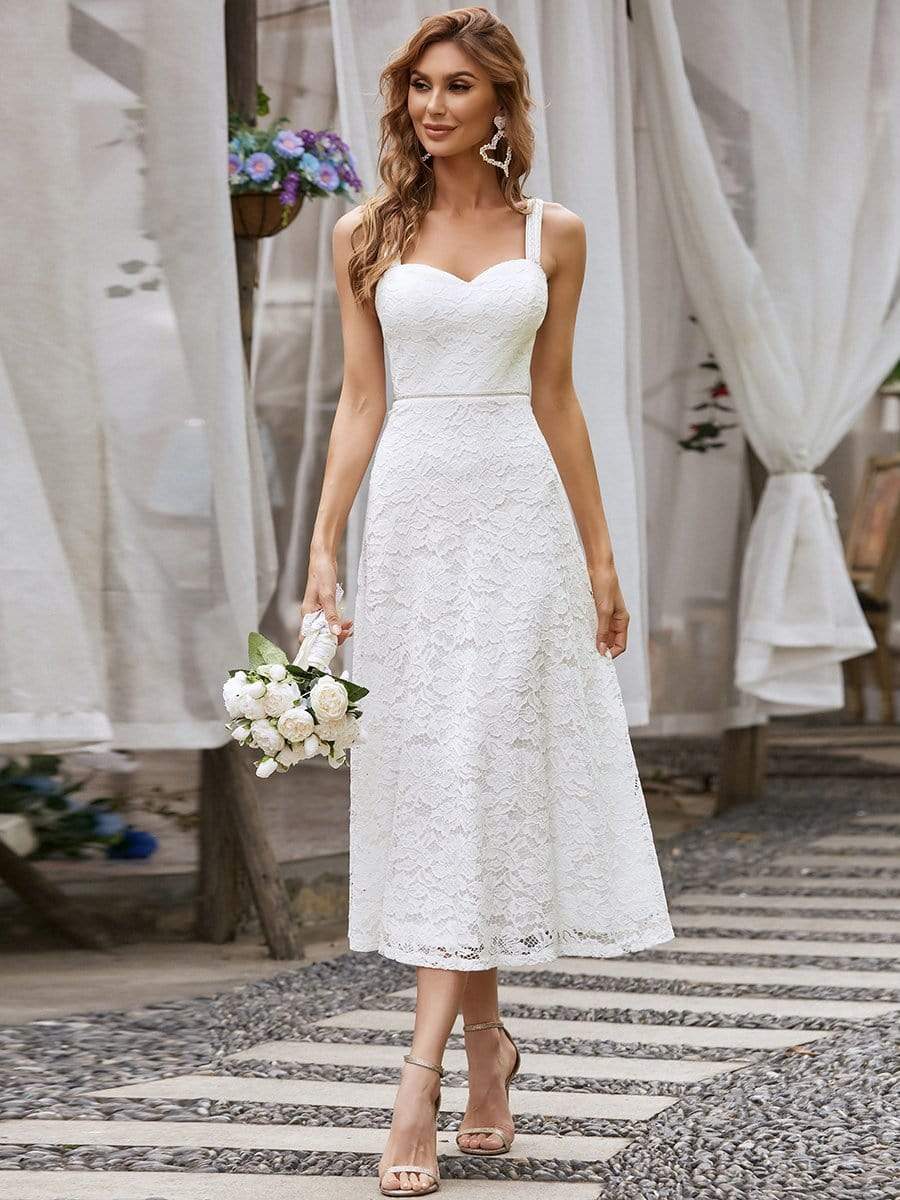 Color=Cream | Sleeveless Embroider Floral Sweetheart Neckline Wedding Dress-Cream 2