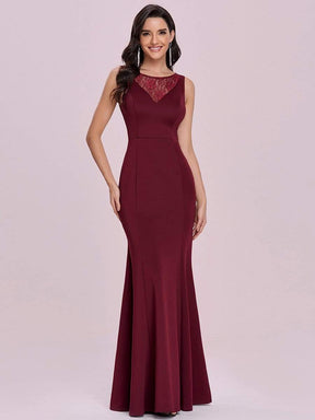 Color=Burgundy | Modest Maxi Mermaid Evening Dress With Chiffon Wrap-Burgundy 6