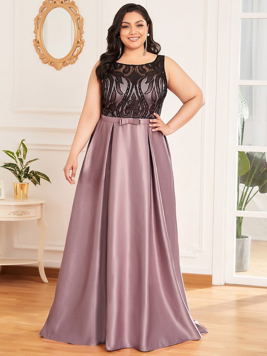 Color=Mauve | Plus Size Sleeveless Embroidered See-Through Maxi Evening Dress-Mauve 4