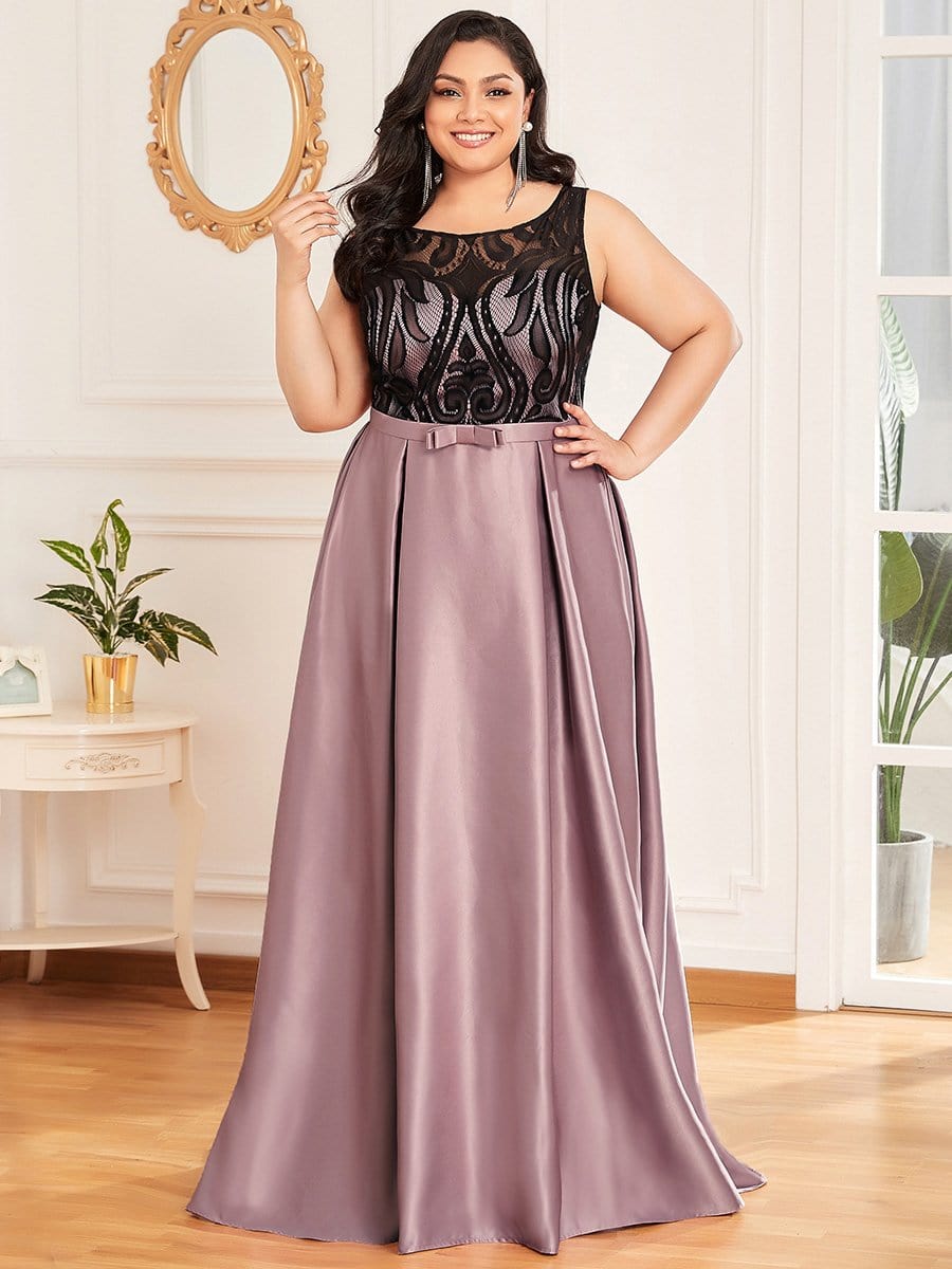 Color=Mauve | Plus Size Sleeveless Embroidered See-Through Maxi Evening Dress-Mauve 1