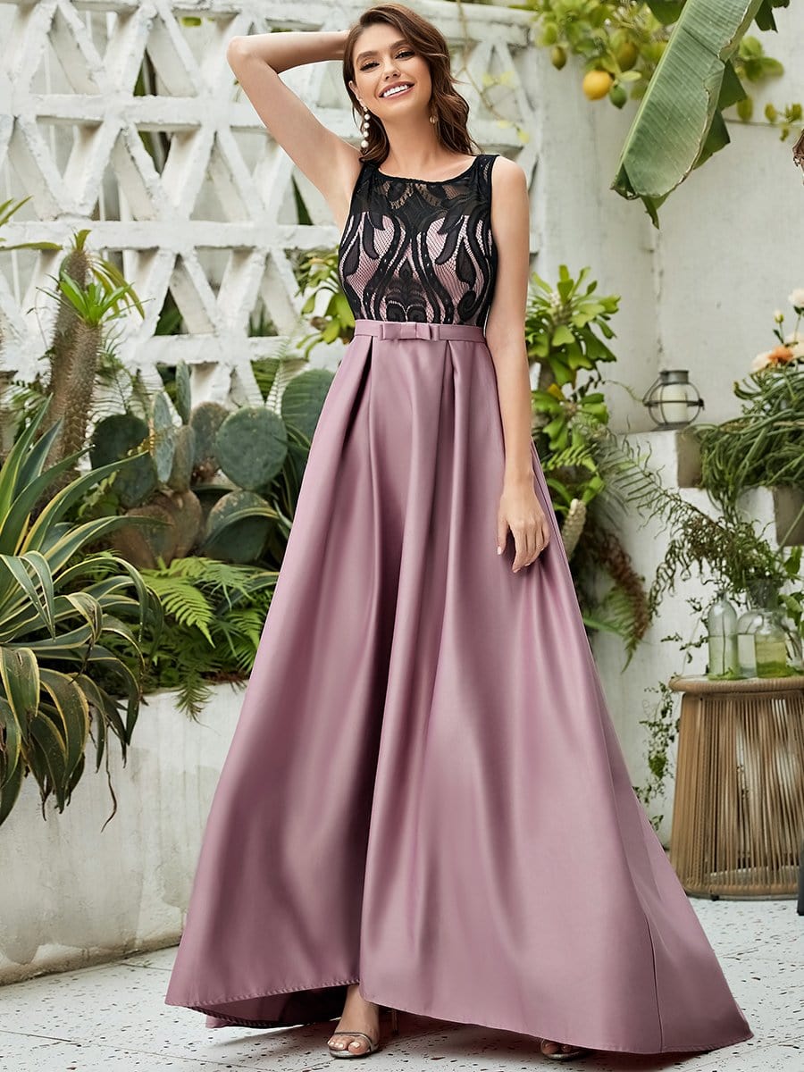 Color=Mauve | Embroidered Sleeveless Round Neck See-Through Maxi Evening Dress-Mauve 4