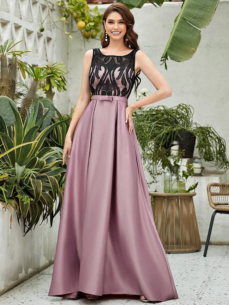 Color=Mauve | Embroidered Sleeveless Round Neck See-Through Maxi Evening Dress-Mauve 5